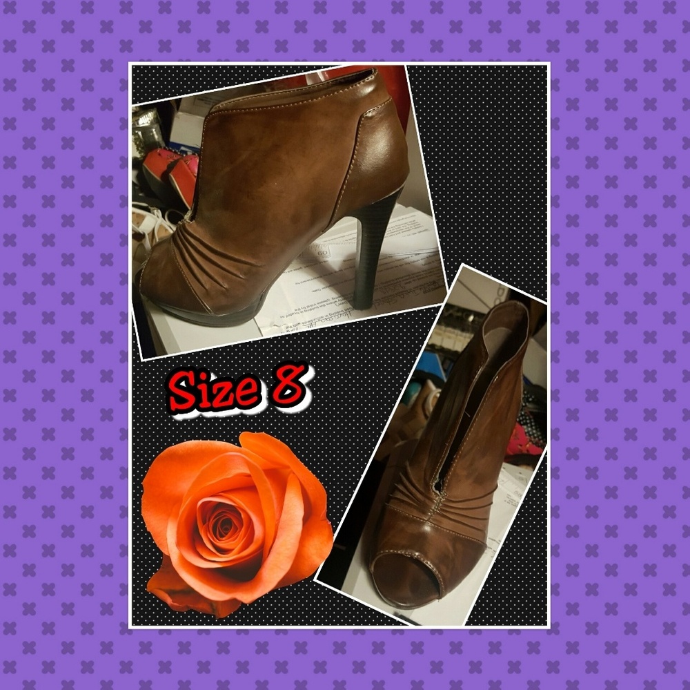 Brown Leather Heeled Booties